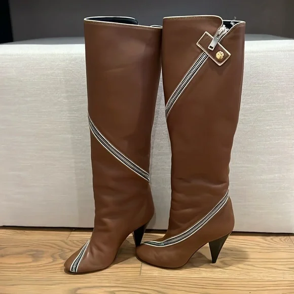 Shoes | Celine Leather Zipper Boots Size 36 | Poshmark